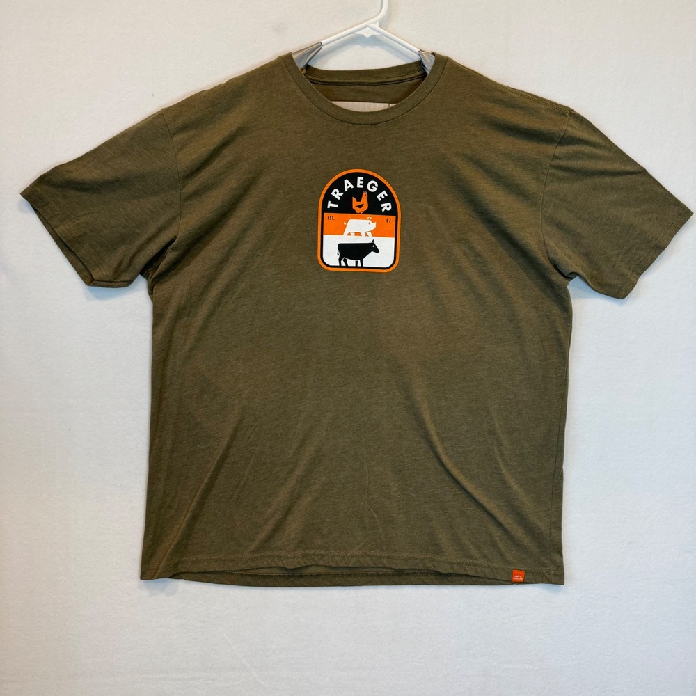 Traeger Grills Animal Stack T-Shirt Military Green 3XL BBQ Smoked Meat